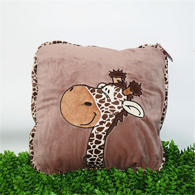 卡通动物抱枕被子两用空调被午睡毯多功能车载旅行抱枕折叠被 - 图0