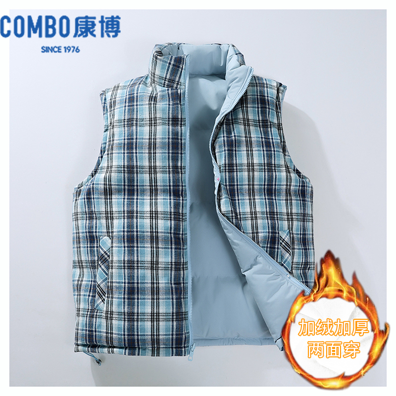 康博男时尚百搭双面穿马甲冬季新款休闲简约运动潮流保暖舒适上衣 - 图3