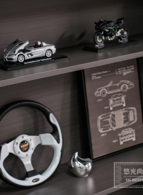 儿童房摆件现代简约软装方向盘男孩房赛车主题样板.间书柜装饰