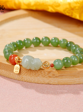 天然和田玉手串【招财貔貅】