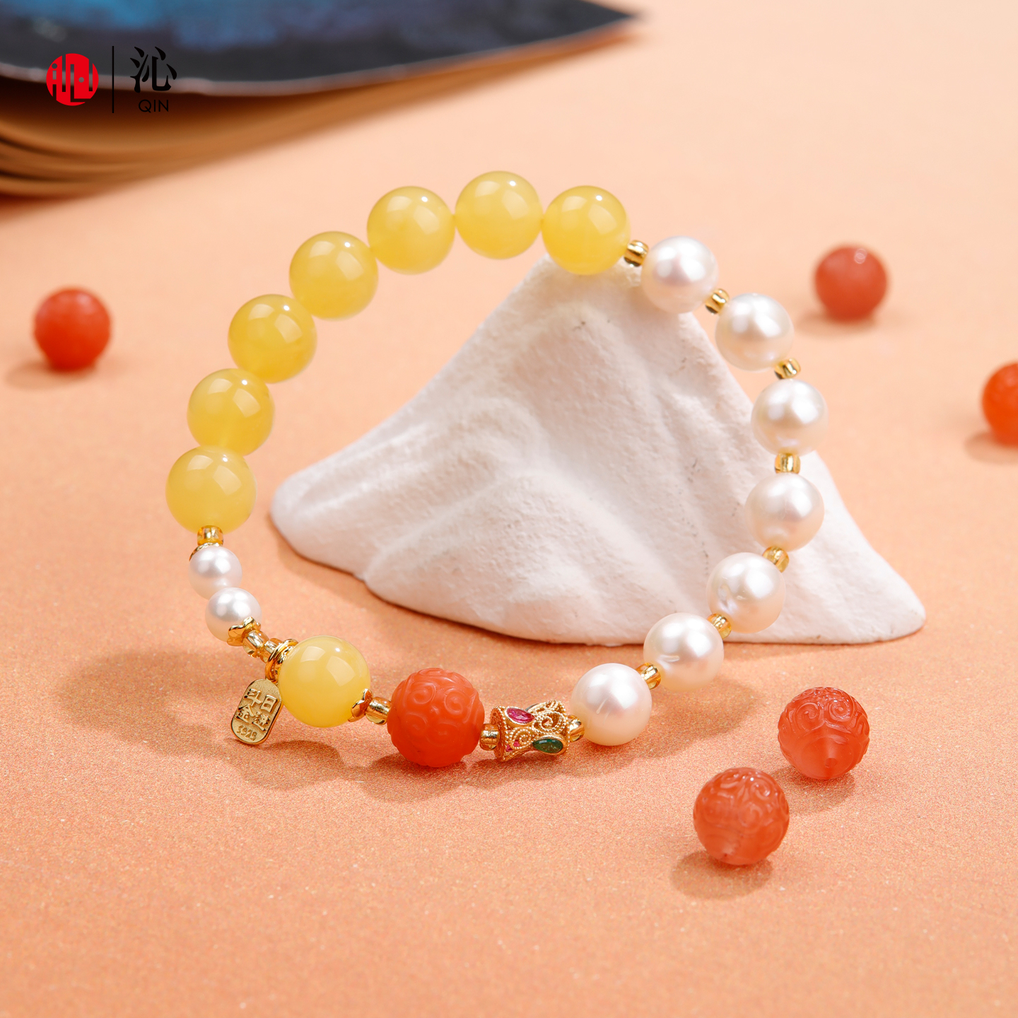 天然琥珀蜜蜡手串珍珠南红玛瑙女款手链旗舰新品 - 图3