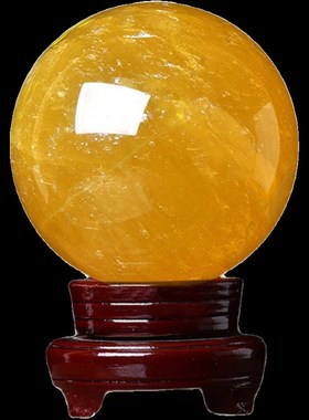 水晶球摆件客厅办公室装饰摆件工艺品开业礼S物天然黄色水晶球