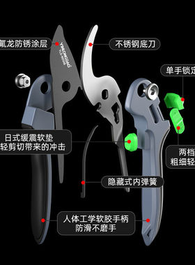 日本修枝剪刀花园果树树枝剪园艺枝花剪花艺修剪进口德国园林工具