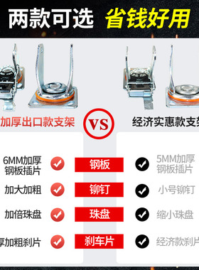 重型万向脚轮4568寸机械设备轮定向刹车轱辘手推车载重轮子大全