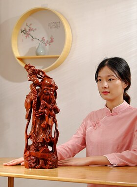 花梨木雕老寿星i公实木质工艺品摆件老人长辈贺寿祝寿红木生日送