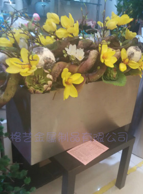 不锈钢电镀花瓶 干花花盆 铁G艺花箱绿植小花瓶 金属