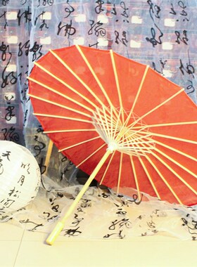 古风伞红色流苏油纸伞汉服演出舞蹈仙女手持道具伞飘带流苏可拆卸
