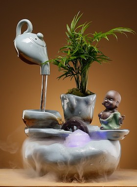 招财流水摆件客厅m玄关办公室桌面景观小型循环水乔迁开业装饰礼