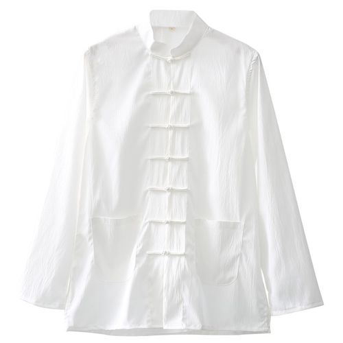 中国风唐装男春夏季长袖外套青中年中式复古男装套装汉服茶服长衫 - 图0
