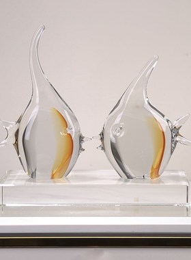 招财鱼抽象热g带鱼琉璃摆件简约客厅样板房玄关装饰品年年有余送