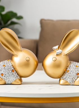 轻奢高档a家居客厅酒柜装饰品金色摆件简约乔迁新居送礼