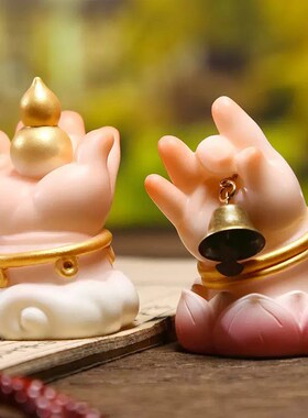 国潮古风创意胖fufu小佛手卡通桌面摆件M车载可爱家居装饰礼物