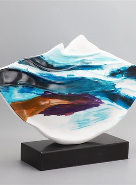 新中式抽象雕塑艺术品售楼处样板房电视柜P客厅玄关装饰品摆件