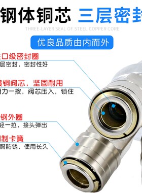 快速接头c式气动工具圆三通自锁气管快插气泵二通快接空压机配件