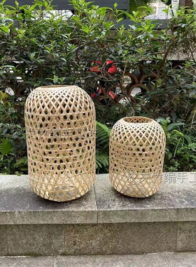 手工竹编灯笼居家吊灯禅意复古轻奢精品编织灯笼中式古风婚庆布置
