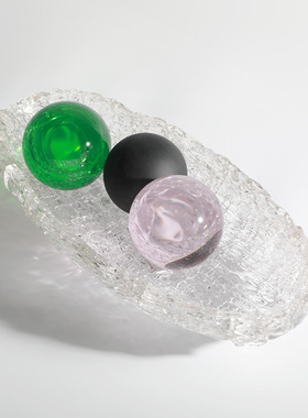 欧式家居摆d件样板房售楼处客厅透明玻璃装饰托盘桌面收纳果盘饰