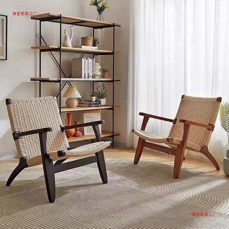 实木休客见详情闲沙发椅阳台看书椅子阅读单靠人编厅绳懒人家用背,淘宝优惠券,粉丝福利购,淘宝优惠卷