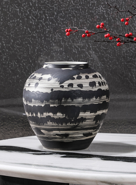 高端会所售楼处样板间艺术创意陶瓷花O瓶花器摆件扣石榴