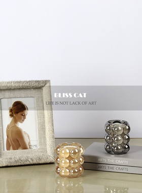 轻奢马毛a相框摆件玻璃香薰蜡烛样板间卧室床头柜书桌装饰品