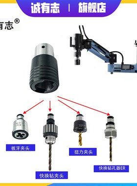 攻丝机钻夹头快换连接杆GT12GT24TC820万用丝锥夹头钻孔攻丝夹头