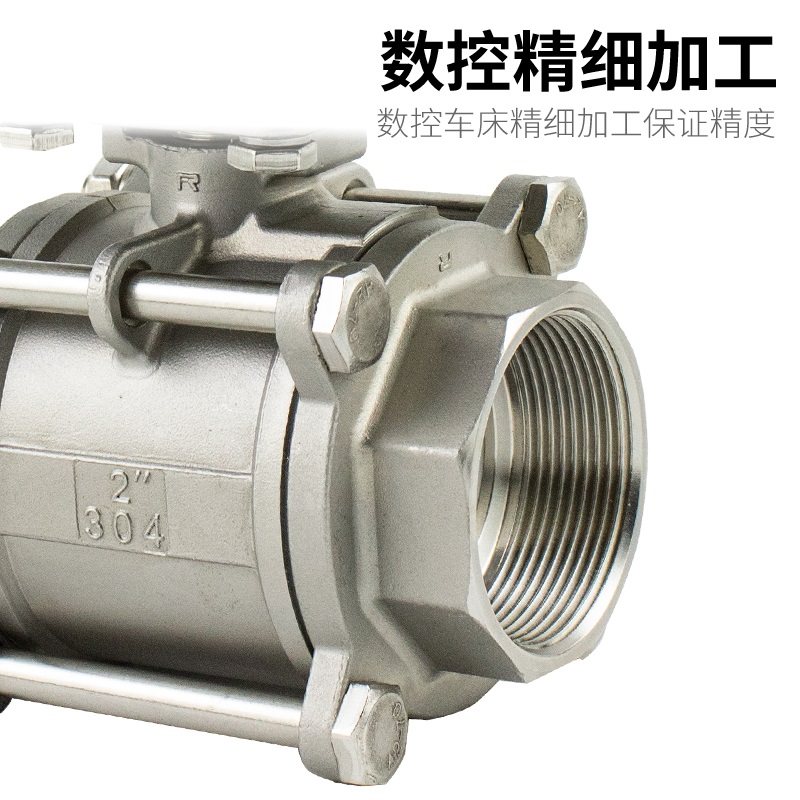 Q611F气动丝扣球阀304不锈钢三片式内丝阀门dn 15 20 25 32 40 50,淘宝优惠券,粉丝福利购,淘宝优惠卷