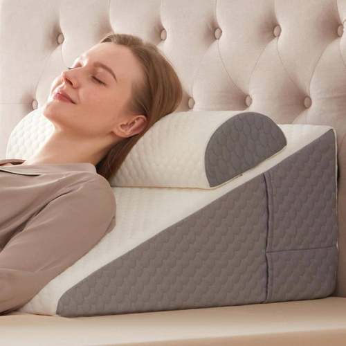 三角靠背可拆洗靠三沙发角床头枕套装理斜坡半卧靠背垫护腰枕护躺 - 图0