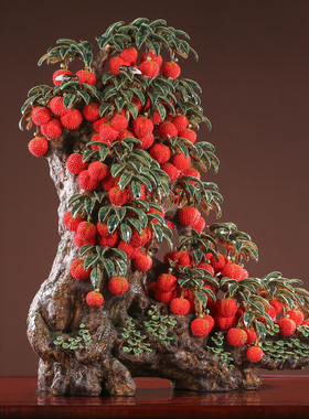 石湾陶瓷荔枝摆件客厅玄关酒柜办公室工艺品装饰开业乔Z迁新居礼