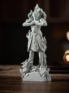 新创鱼意青沙石齐天大tb-75406圣装孙悟空茶宠家居桌面摆件公办客