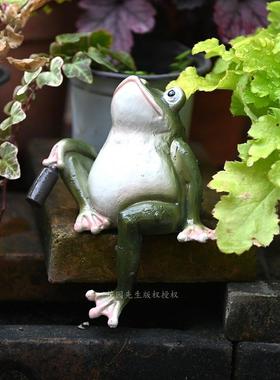 创意青蛙摆件提瓶造景庭院花园艺动物树脂工艺品礼品花园阳台装饰