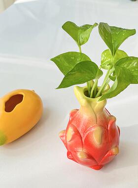 创意仿真芒果陶瓷小花瓶插花客厅水培养绿植办公室高级感桌面摆件