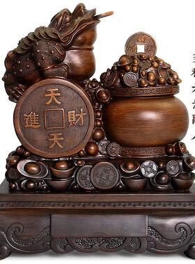 招财金蝉金蟾摆件彷实木雕客厅摆设三足金蟾办公桌装饰品开 业礼