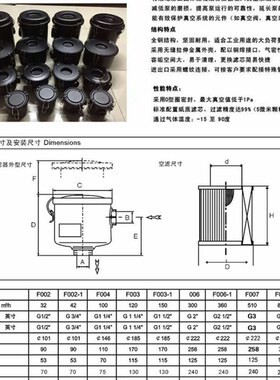 真空泵气泵风机大流量滤芯滤清器总成工业用空气灰尘粉尘过滤器