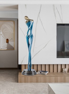 抽象人物雕塑轻奢高级p感客厅玄关落地瘦细长型高款艺术摆件工艺