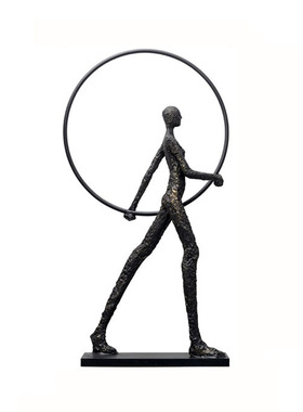 京茵雕塑落地摆件酒店玄关过道迎宾抽象人物客厅大X型装置艺术品