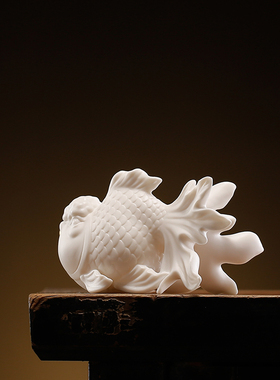 鱼陶瓷茶宠e工艺品摆件创意装饰品微景观鱼缸盆景造景搭配摆件