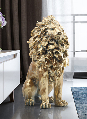 轻奢创意狮子客厅摆m件大型落地电视柜旁边家居饰品办公室开业礼