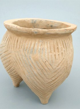 仿古陶器摆件 陶鬲 古典中式工z艺品 宾馆酒店装饰摆件 新石器红