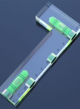 全透明水平仪带强磁性L型水平尺双向磁铁绿色水平泡珠120x51x13mm