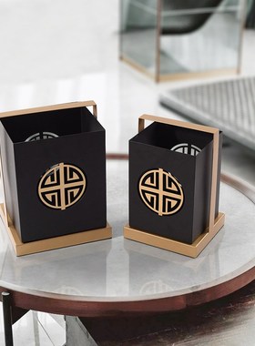 新中式古风金属装饰盒摆件博古架样板房橱窗展柜茶.室软装饰品