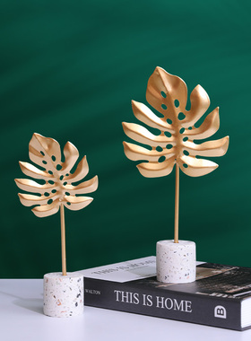 北欧轻奢风创意铁艺植物装饰摆件家居玄关书房桌面装W饰工艺品摆