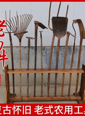 民俗老物件农耕文化旧农具风车木犁水车播种机村史馆W展览怀旧摆