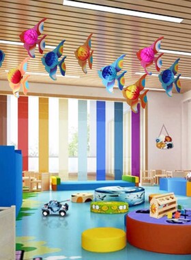 海洋风热带鱼e挂饰六一幼儿园环创布置教室空中吊饰文具店屋顶装