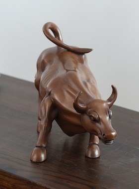紫铜街牛摆件客厅电视柜酒柜博古架家居摆设办公桌Z装饰品礼品