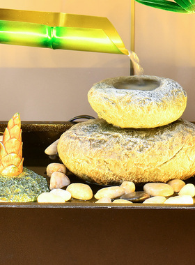 新中式客厅流水喷泉o摆件电视柜旁循环水玄关装饰开业乔迁送礼