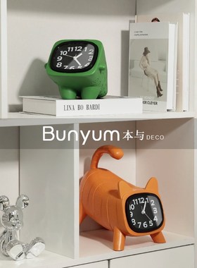 卡通网红小闹钟时钟n摆件客厅玄关卧室桌面轻奢钟表摆放式智能钟