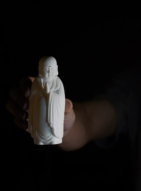 创意陶瓷小和尚人物禅意盆景摆件茶道茶室茶空间S桌面茶台茶桌装