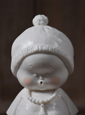 创意中式手工陶瓷人物小和尚x桌面摆件小客厅书房办公室装饰品摆