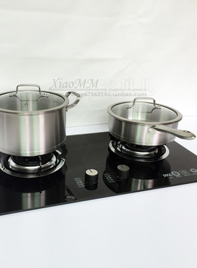 现代不锈钢汤锅煎锅样板房间厨房摆件装饰品N橱柜锅具展厅饰品组