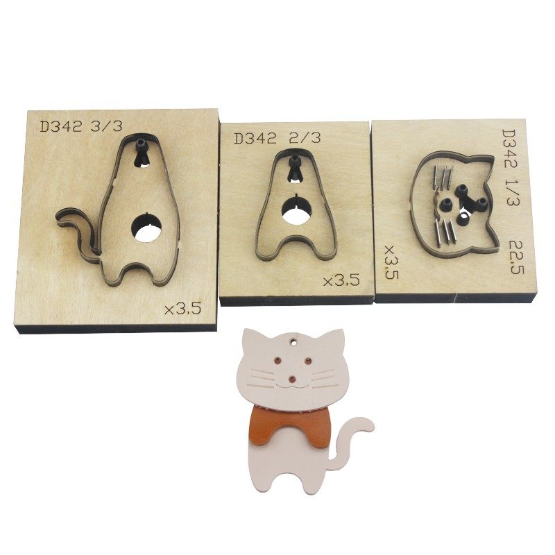 金致D342猫组合挂件手工皮具激光刀模可定制DIY,淘宝优惠券,粉丝福利购,淘宝优惠卷