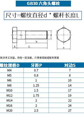 铜外六角螺丝黄铜六角头螺栓M4M5M6M8M10M12x16*20*30*40*50*60